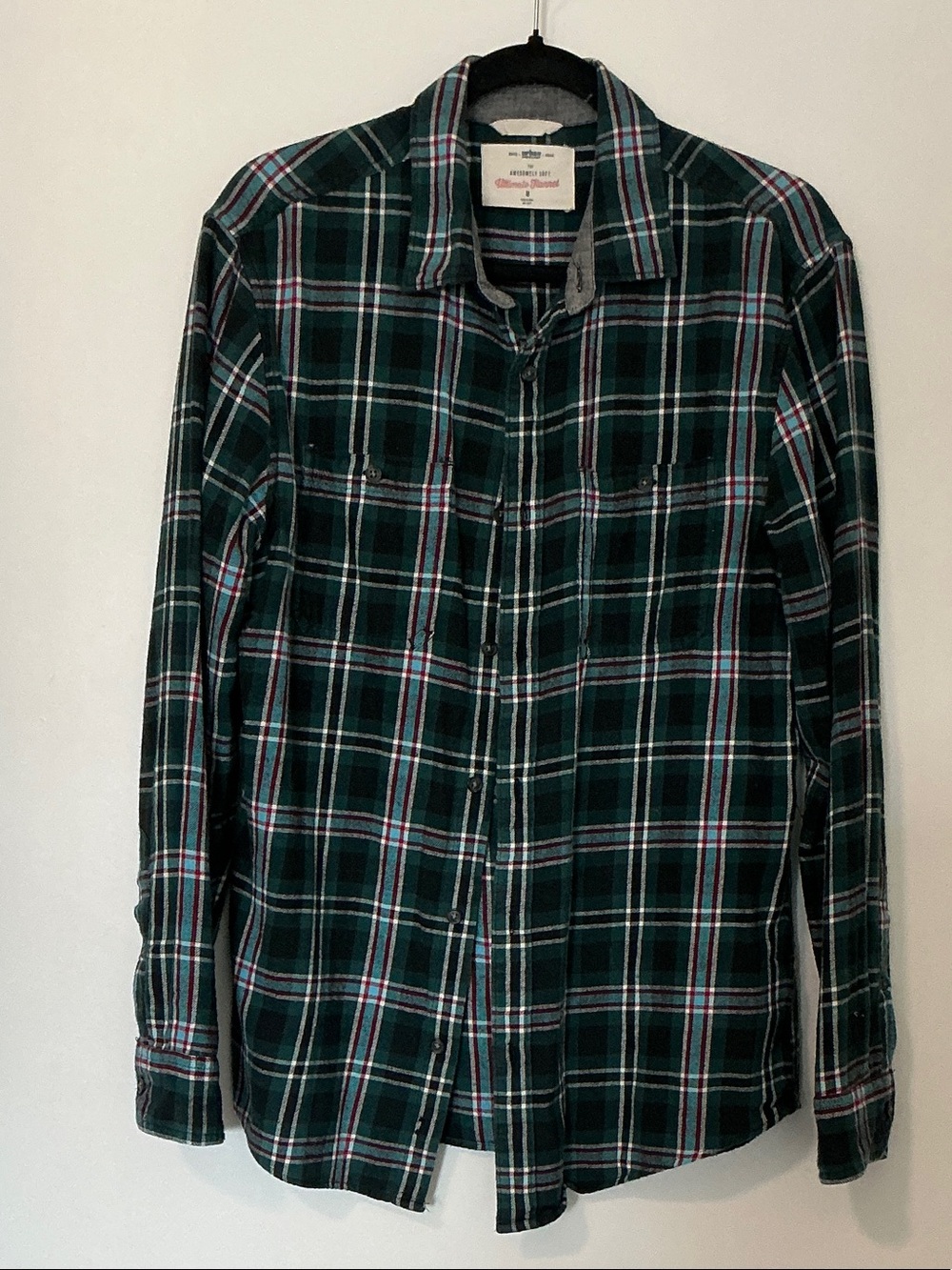 urban pipeline Green Plaid Long-Sleeve Button-Down Shirt